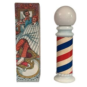 Avon Milk Glass Barber Pole Vintage Avon Protein Hair Scalp Conditioner Men